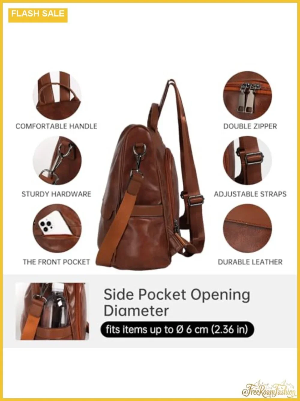 Women's PU Leather Backpack Purse Anti-theft 3-in-1 Laptop Travel Bag